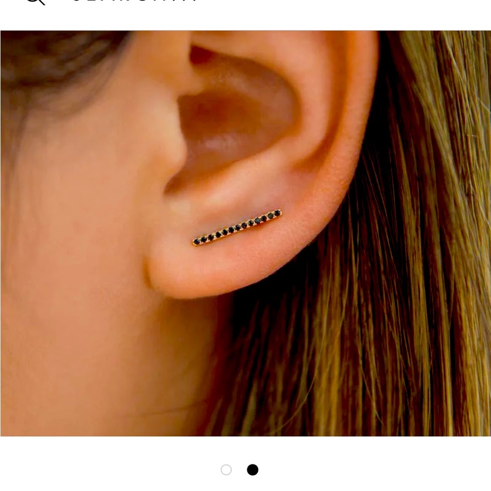 Anne Sisteron Beverly Hills White Gold Black Diamond Bar Ear Crawler